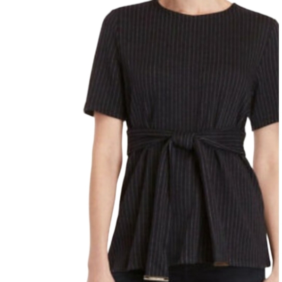 NWT Tommy Hilfiger Navy Blue Striped Belt Tie Top - Picture 2 of 10